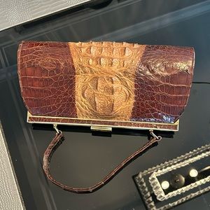 Vintage crocodile skin top handle bag from 1950-60